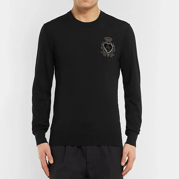 Áo Len Nam Dolce & Gabbana D&G GXXO2Z Slim-Fit Logo Màu Đen Size 46