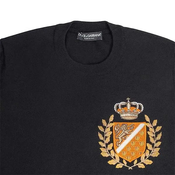 Áo Len Nam Dolce & Gabbana D&G Logo Embroidered Black GX550Z JAMXA HNHH5 Màu Đen Size 44