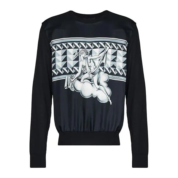 Áo Len Nam Dolce & Gabbana D&G Parco Dei Principi Crew Neck Jumper Màu Xanh Đen Size 46