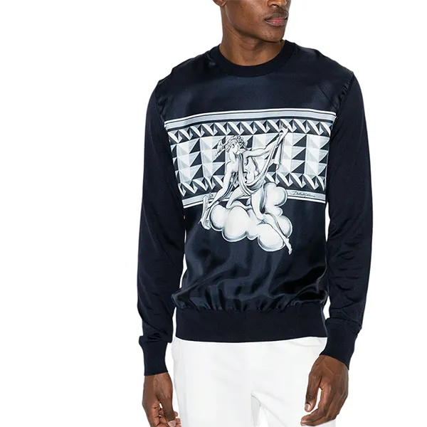 Áo Len Nam Dolce & Gabbana D&G Parco Dei Principi Crew Neck Jumper Màu Xanh Đen Size 46