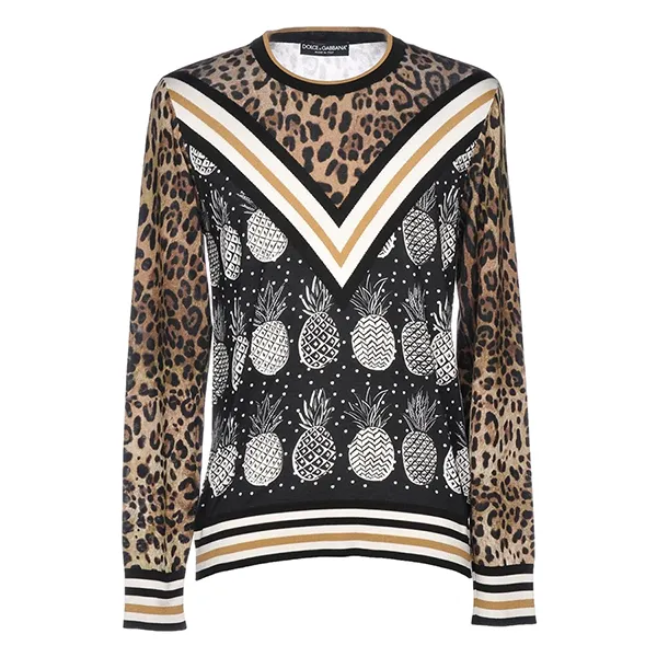 Áo Len Nam Dolce & Gabbana D&G Sweater Black Leopard Màu Nâu Đen Size 44