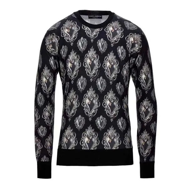 Áo Len Nam Dolce & Gabbana D&G Sweater Black Silk Sacred Heart Pullover Màu Đen Size 46