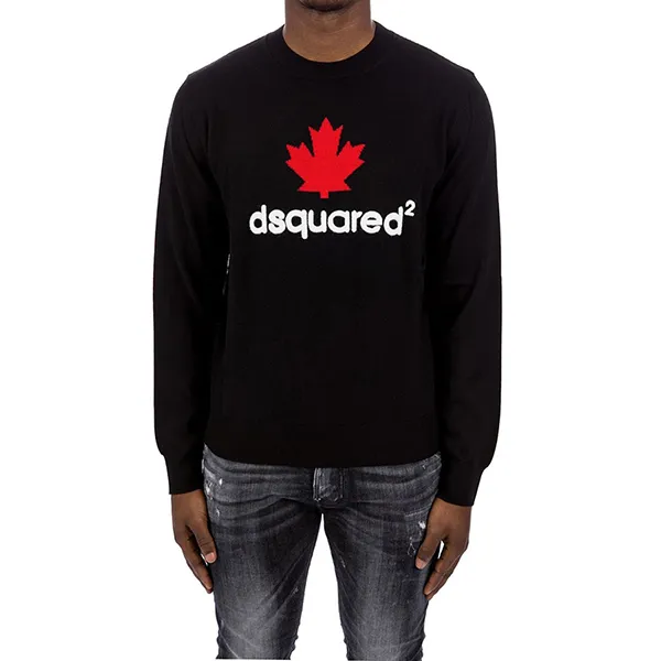 Áo Len Nam Dsquared2 Logo Wool Sweater Black Màu Đen Size S