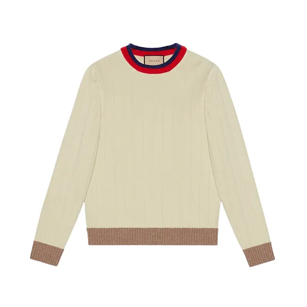 Áo Len Nam Gucci GG Rib Wool Knit 716348 Màu Kem Size S