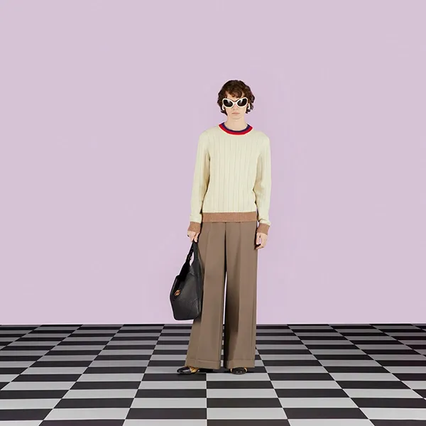 Áo Len Nam Gucci GG Rib Wool Knit 716348 Màu Kem Size S