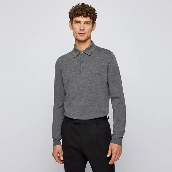 Áo Len Nam Hugo Boss Bono 50476357 Men's Virgin Wool Màu Xám Size S