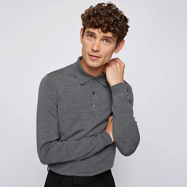 Áo Len Nam Hugo Boss Bono 50476357 Men's Virgin Wool Màu Xám Size S