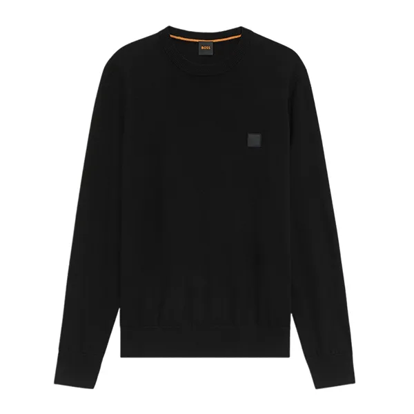 Áo Len Nam Hugo Boss Cotton-Cashmere Sweater With Logo Label 50527583 001 Màu Đen