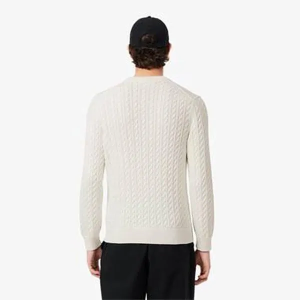 Áo Len Nam Lacoste Cable Knit Cotton Sweater AH7627 - XON Màu Trắng Size 3