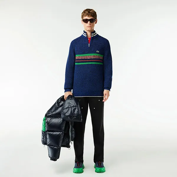 Áo Len Nam Lacoste Men's High-Neck Wool Sweater AH0817 NIQ Màu Xanh Navy Size 3