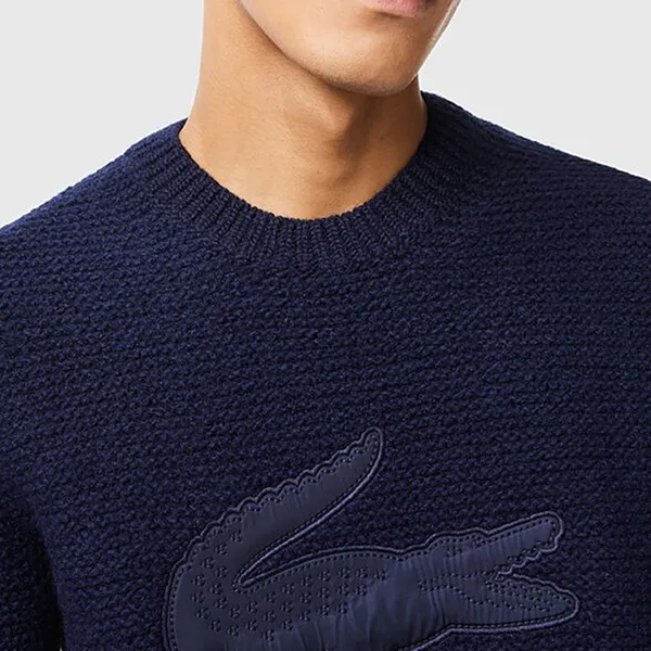 Áo Len Nam Lacoste Sweater From Wool Blend AH0813-00 Màu Xanh Navy Size 2