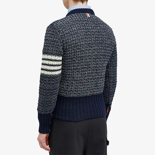 Áo Len Nam Thom Browne Men's 4-Bar Donegal Crew Neck Jumper MKA485A Màu Xanh Navy Size 1