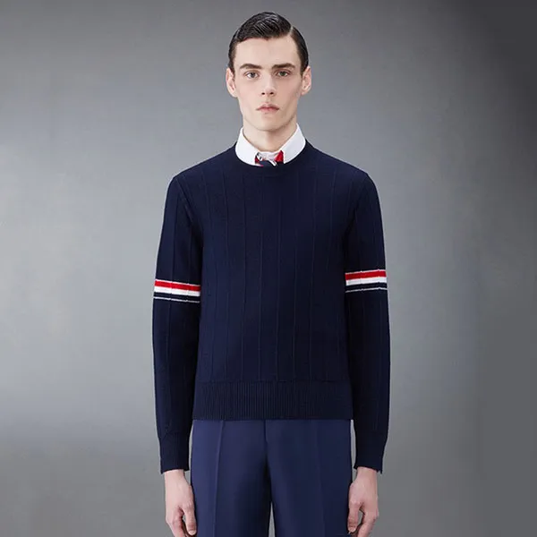 Áo Len Nam Thom Browne Men's Wool Sweater MKA496A Màu Xanh Navy Size 1