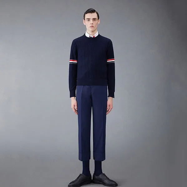 Áo Len Nam Thom Browne Men's Wool Sweater MKA496A Màu Xanh Navy Size 1