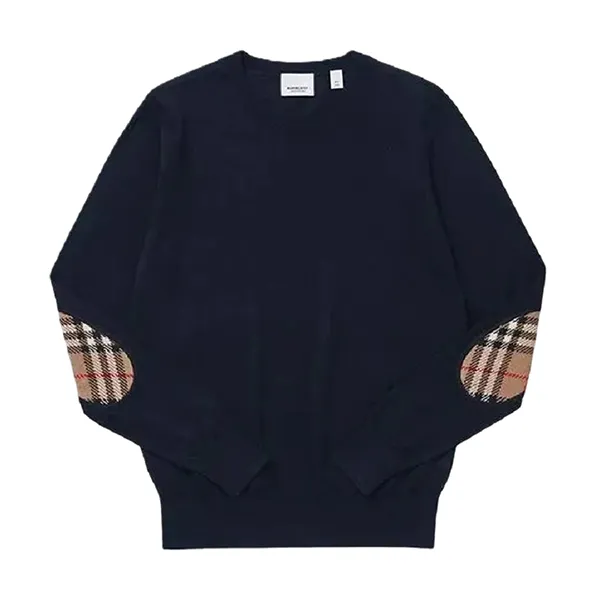 Áo Len Nữ Burberry Bempton Elbow Patch Sweater Màu Xanh Navy Size S