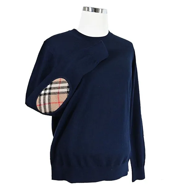 Áo Len Nữ Burberry Bempton Elbow Patch Sweater Màu Xanh Navy Size S
