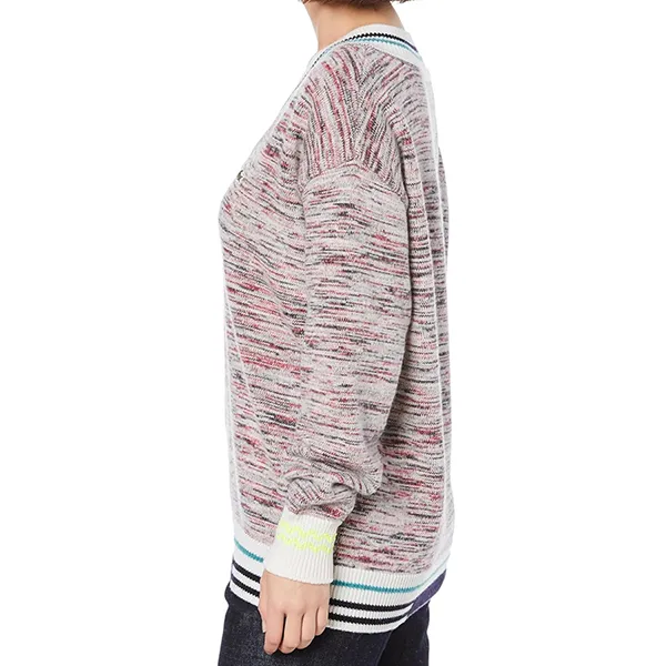 Áo Len Nữ Lacoste Regular Cotton And Alpaca Wool V-Neck AF0652 QIH Phối Màu Size 34