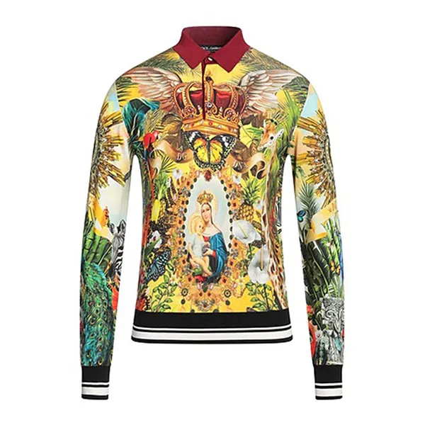 Áo Len Polo Nam Dolce & Gabbana D&G Sweater GX619T Màu Vàng/Xanh Size 46
