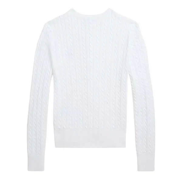 Áo Len Ralph Lauren Girls' Cable-Knit Cardigan Big Kid Bright White Màu Trắng Size L