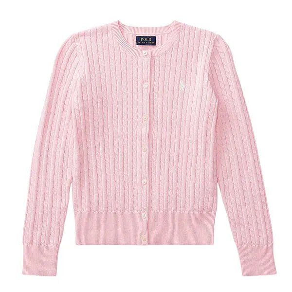 Áo Len Ralph Lauren Girls' Cable-Knit Cardigan Big Kid Pink Màu Hồng Size XL