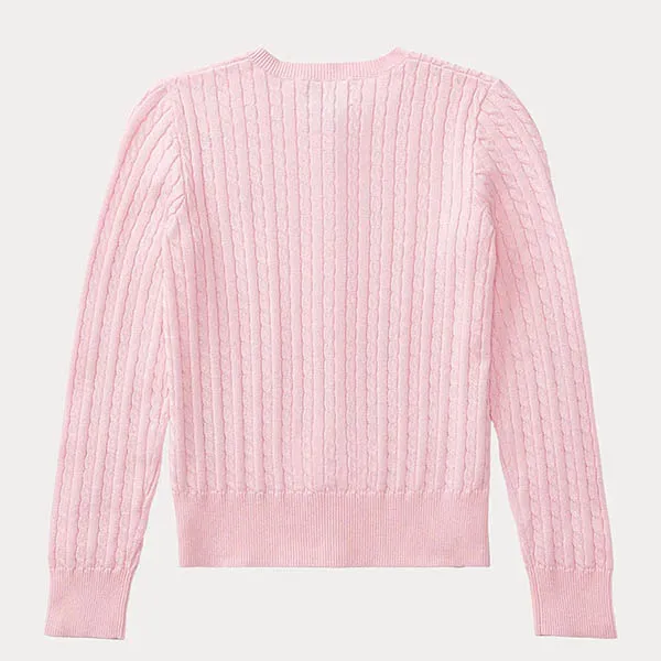 Áo Len Ralph Lauren Girls' Cable-Knit Cardigan Big Kid Pink Màu Hồng Size XL
