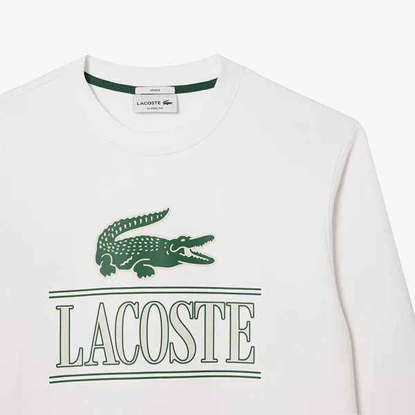 Áo Nỉ Lacoste Large Chest Logo Sweater White Màu Trắng Size XXS