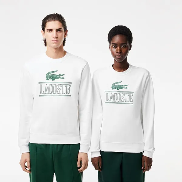 Áo Nỉ Lacoste Large Chest Logo Sweater White Màu Trắng Size XXS