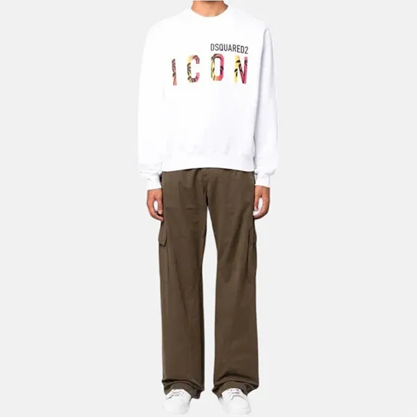 Áo Nỉ Nam DSquared2 Icon Sweatshirt S80GU0080 S25516 100 Màu Trắng Size S