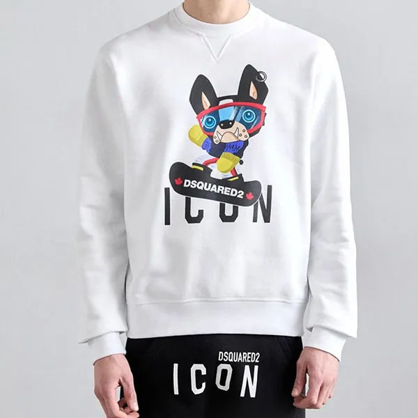 Áo Nỉ Nam Dsquared2 Icon Sweatshirt DSF22S007-A11 White Màu Trắng Size S