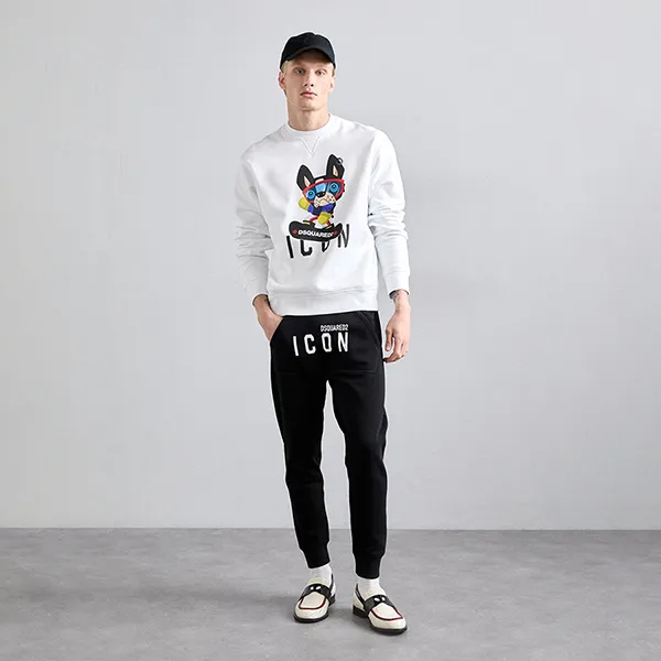 Áo Nỉ Nam Dsquared2 Icon Sweatshirt DSF22S007-A11 White Màu Trắng Size S