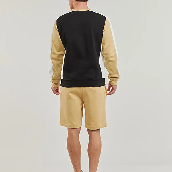 Áo Nỉ Nam Lacoste Colour Block Crew Sweatshirt SH1299 Black/White/Beige Màu Be Đen Size 2