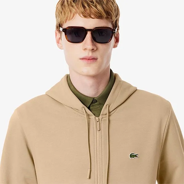 Áo Nỉ Nam Lacoste Men's Classic Zipper Sweatshirt SH9809 10 02S Màu Be