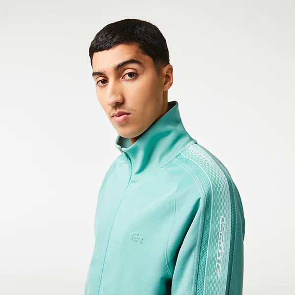 Áo Nỉ Nam Lacoste Men's Regular Fit Zippered Printed Green Sweatshirt SH5365-3A4 Màu Xanh Size M