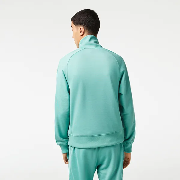 Áo Nỉ Nam Lacoste Men's Regular Fit Zippered Printed Green Sweatshirt SH5365-3A4 Màu Xanh Size M