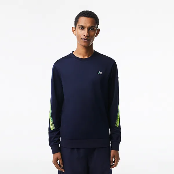 Áo Nỉ Nam Lacoste Men's Tennis Classic Fit Logo Stripe Sweatshirt SH5225 WZI Màu Xanh Navy Size 5