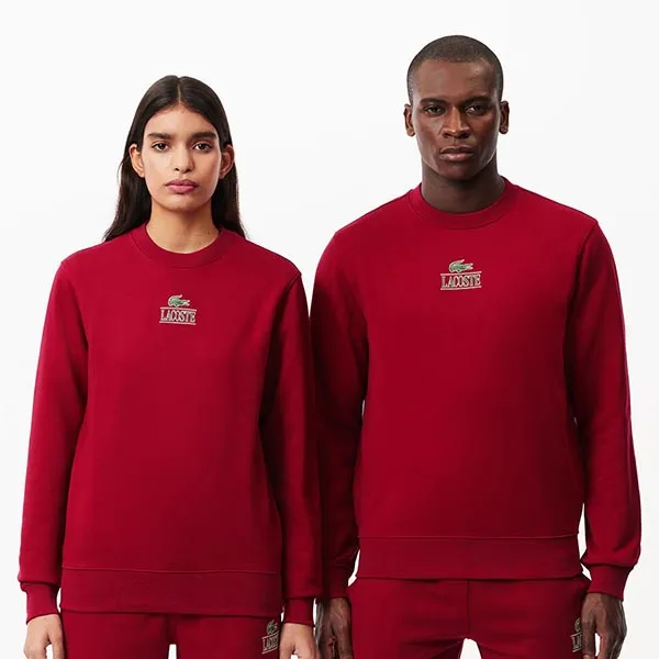 Áo Nỉ Lacoste Style Sweatshirt Crew Sweater Màu Đỏ Size XXS