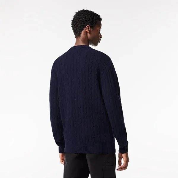 Áo Nỉ Nam Lacoste Responsible Wool Cable Knit Sweatshirt Màu Xanh Navy