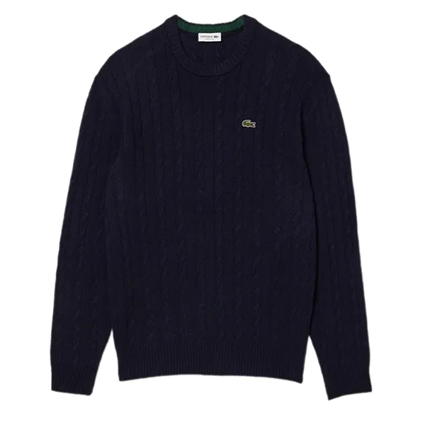 Áo Nỉ Nam Lacoste Responsible Wool Cable Knit Sweatshirt Màu Xanh Navy