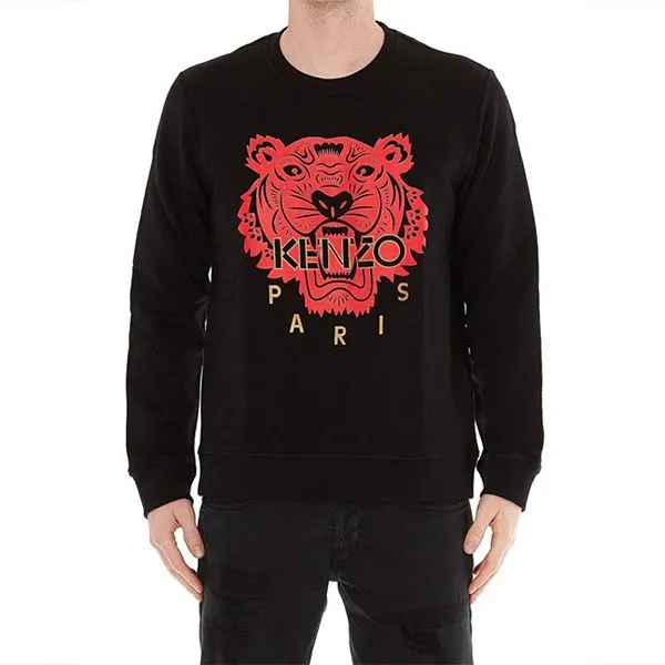 Áo Nỉ Nữ Kenzo Tiger Head Pattern Long Sleeves Pullover Black Màu Đen Size XS