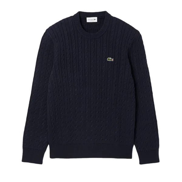 Áo Nỉ Sweater Lacoste Cable Knit Cotton Sweater AH7627 00 802 Màu Xanh Navy Size 3