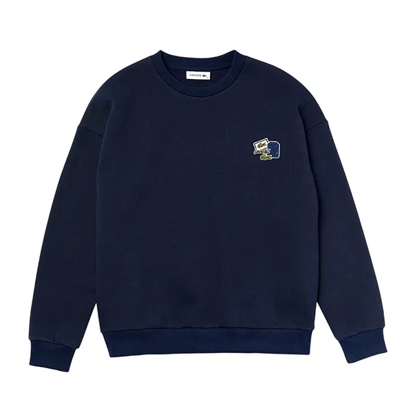 Áo Nỉ Sweater Nữ Lacoste Crew Neck Badge Fleece Sweatshirt SF6501 166 Màu Xanh Navy