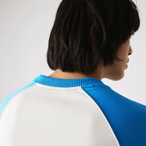 Áo Nỉ Sweater Lacoste Men's Made In France Colorblock Fleece Loose Fit Sweatshirt SH7980 Màu Xanh Blue - Trắng