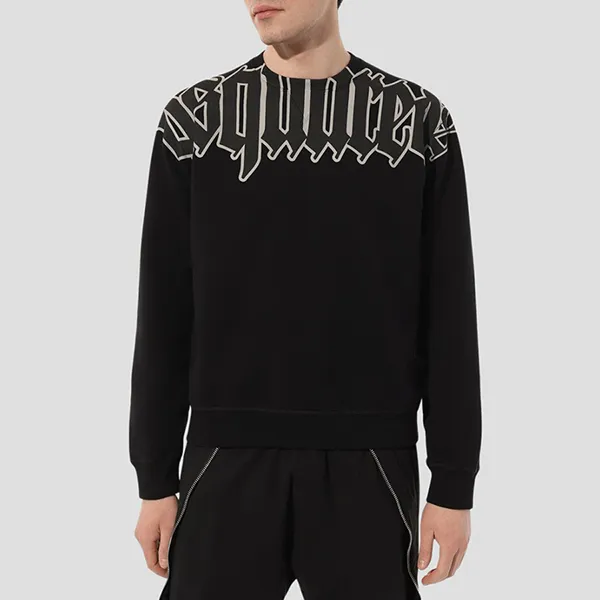 Áo Nỉ Sweater Nam Dsquared2 Cotton Crewneck Sweatshirt With Logo In Black S74GU0761 S25551 900 Màu Đen Size M