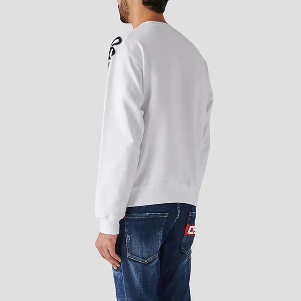 Áo Nỉ Sweater Nam Dsquared2 Cotton Crewneck Sweatshirt With Logo In White S74GU0761 S25551 100 Màu Trắng Size M