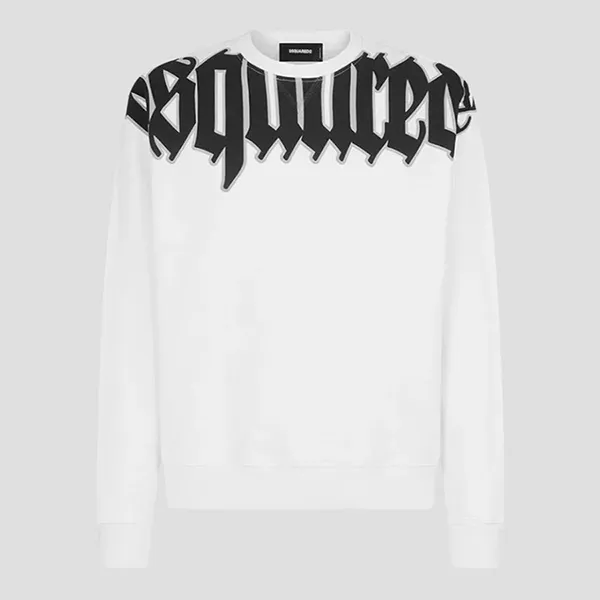 Áo Nỉ Sweater Nam Dsquared2 Cotton Crewneck Sweatshirt With Logo In White S74GU0761 S25551 100 Màu Trắng Size M