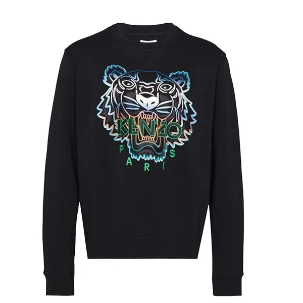 Áo Nỉ Sweater Nam Kenzo Icon Tiger Logo Sweatshirt Mặt Xanh Loang Màu Đen Size M