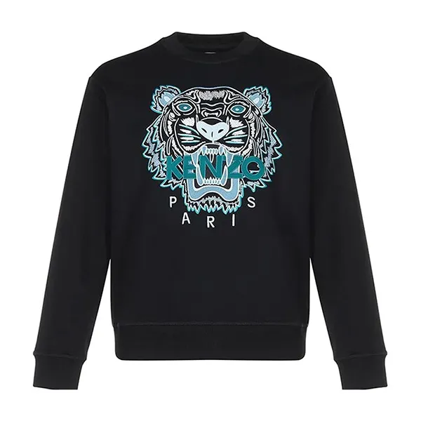 Áo Nỉ Sweater Nam Kenzo Icon Tiger Logo Sweatshirt Màu Đen/Xanh Size XS