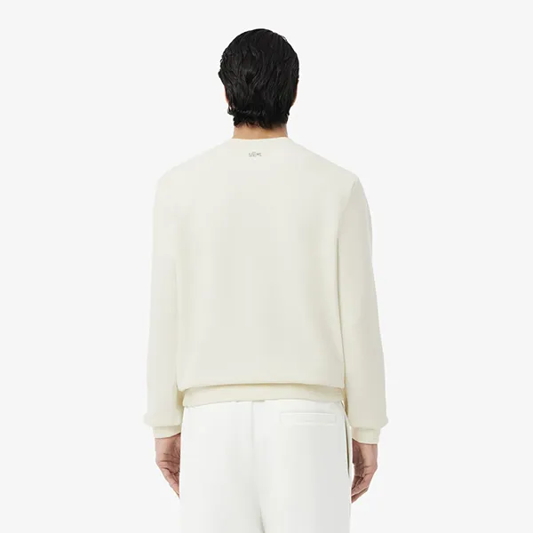 Áo Nỉ Sweater Nam Lacoste Embossed Logo Pique Sweatshirt SH9959-00-ARS Màu Trắng Kem Size 3