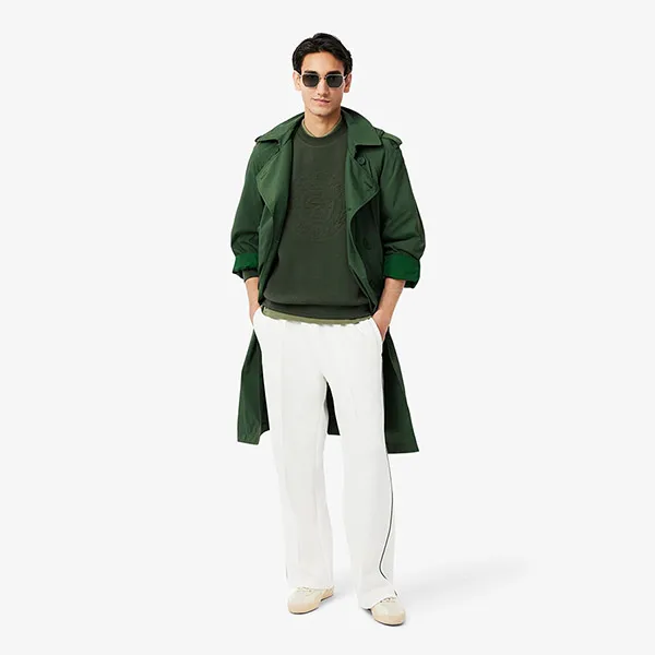 Áo Nỉ Sweater Nam Lacoste Embossed Logo Pique Sweatshirt SH9959 - HCF Màu Xanh Rêu Size 3