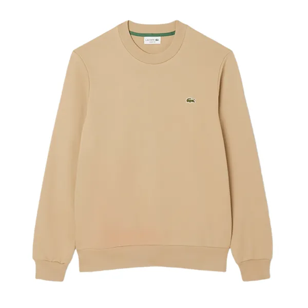 Áo Nỉ Sweater Nam Lacoste Men's Classic Fit Fleece Sweatshirt SH9801 51 02S Màu Be